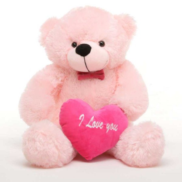 2 feet big pink teddy bear with pink I Love You Heart